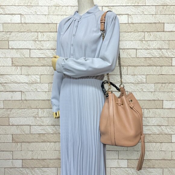 GUCCI Beige Leather Bamboo Shoulder Bag - Picture 2 of 12